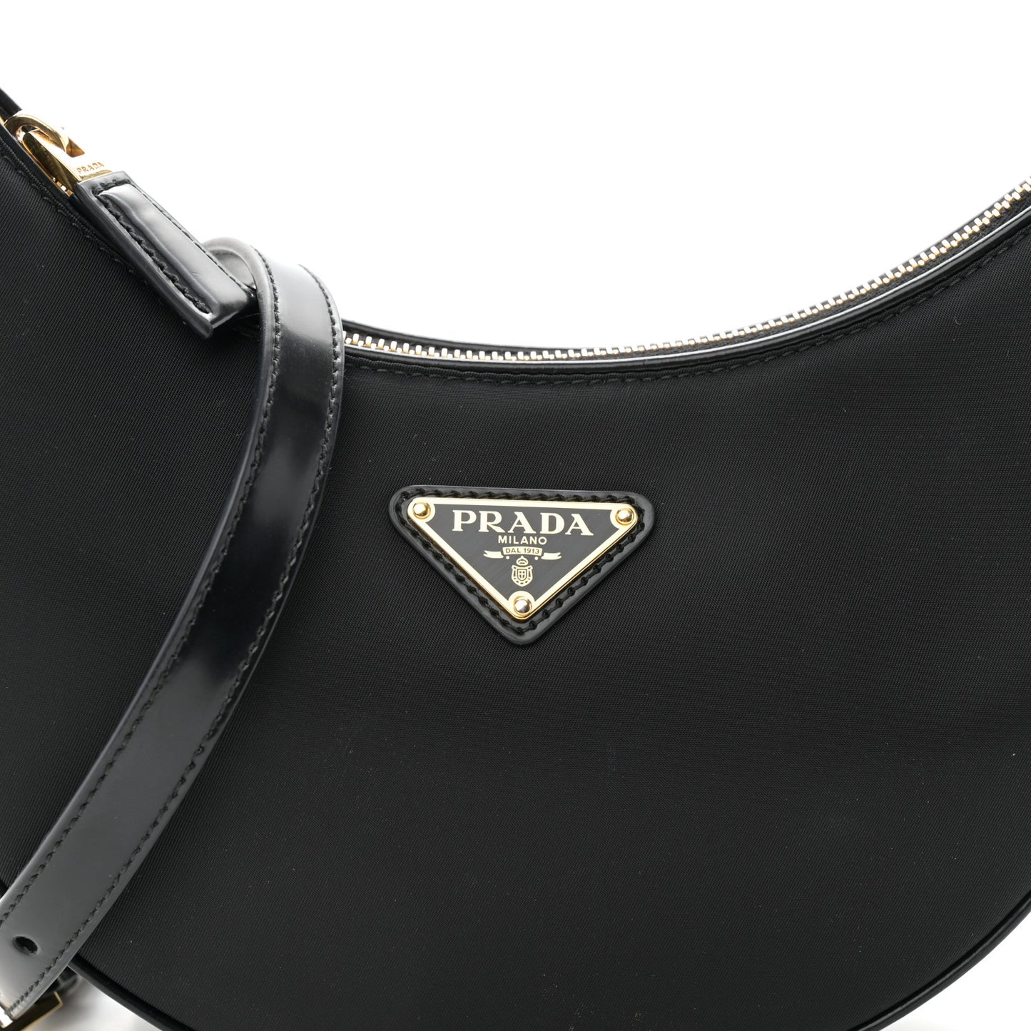 Re-Nylon Spazzolato Small Arque Shoulder Bag Black
