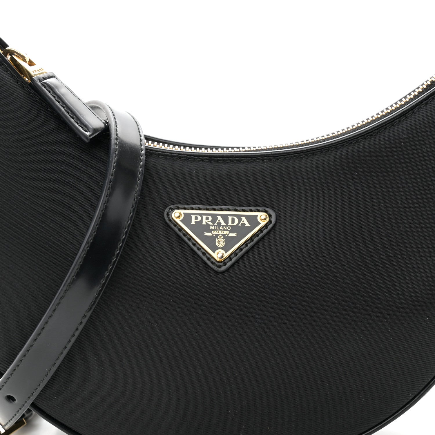 Prada Re-Nylon Spazzolato Small Arque Shoulder Bag Black 10 of 11