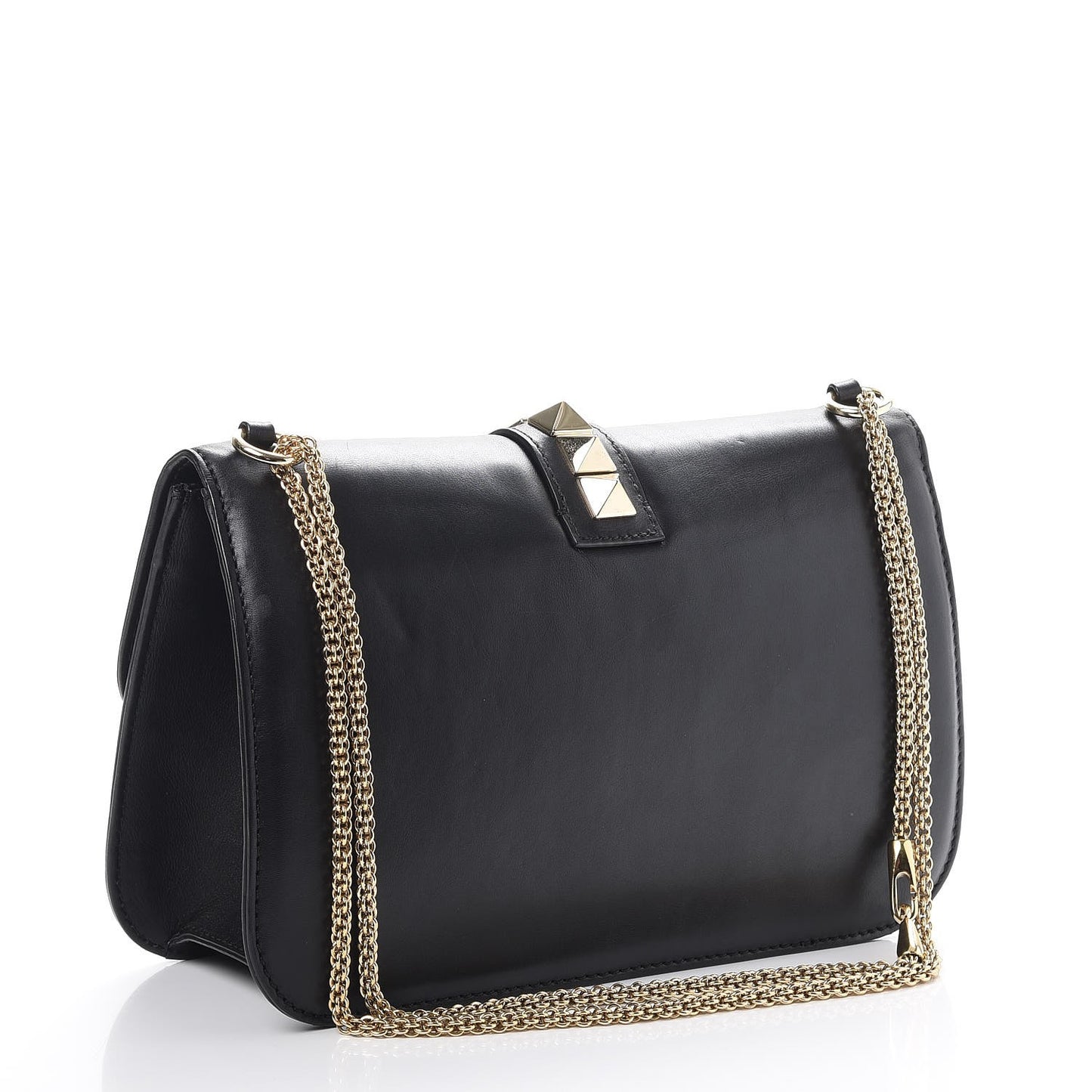 Vitello Large Glam Lock Rockstud Flap Black