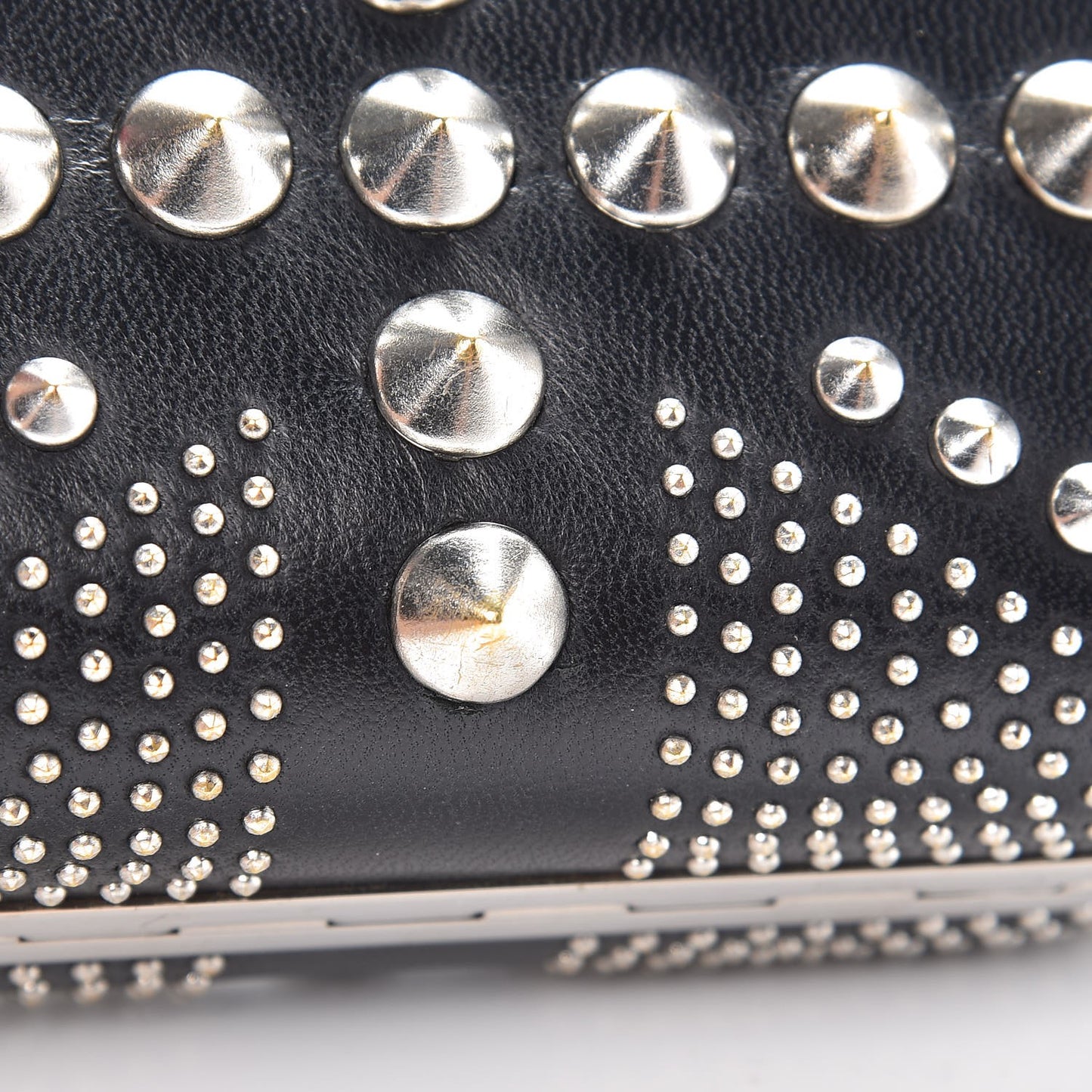 Nappa Studded Britannia Skull Box Clutch Black