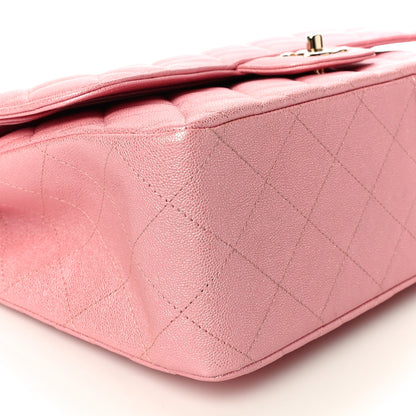 Chanel Iridescent Caviar Quilted Jumbo Double Flap Rose Pink 9 of 11