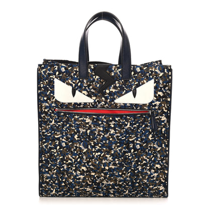 Fendi Nylon Vitello Elite Flamingo Granite Lightning Monster Eyes Vertical Tote Military Lavagna Multicolor 1 of 10