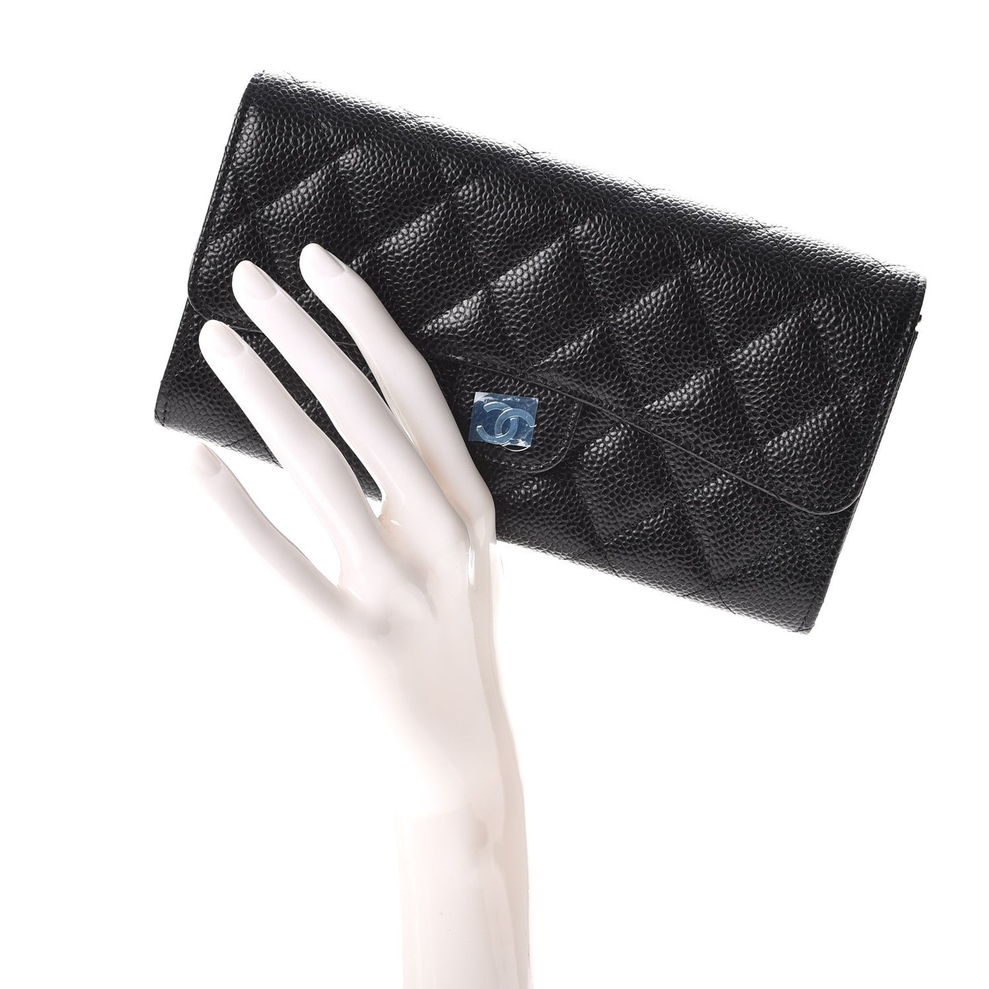 Caviar Quilted Large Flap Wallet Black