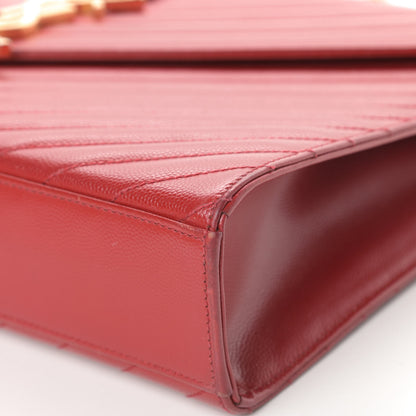 Saint Laurent Grain De Poudre Matelasse Chevron Large Monogram Satchel Lipstick Red 10 of 15