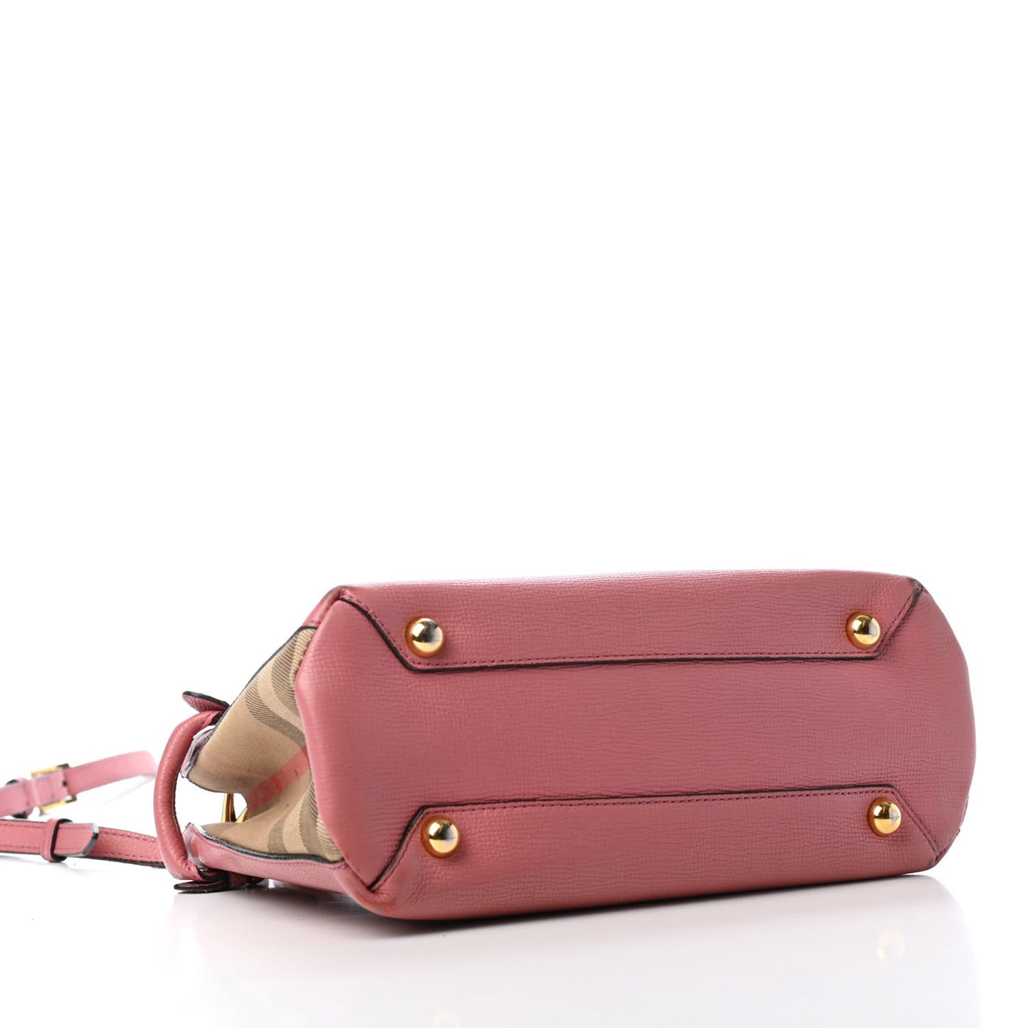 Grainy Calfskin House Check Small Banner Tote Mauve Pink