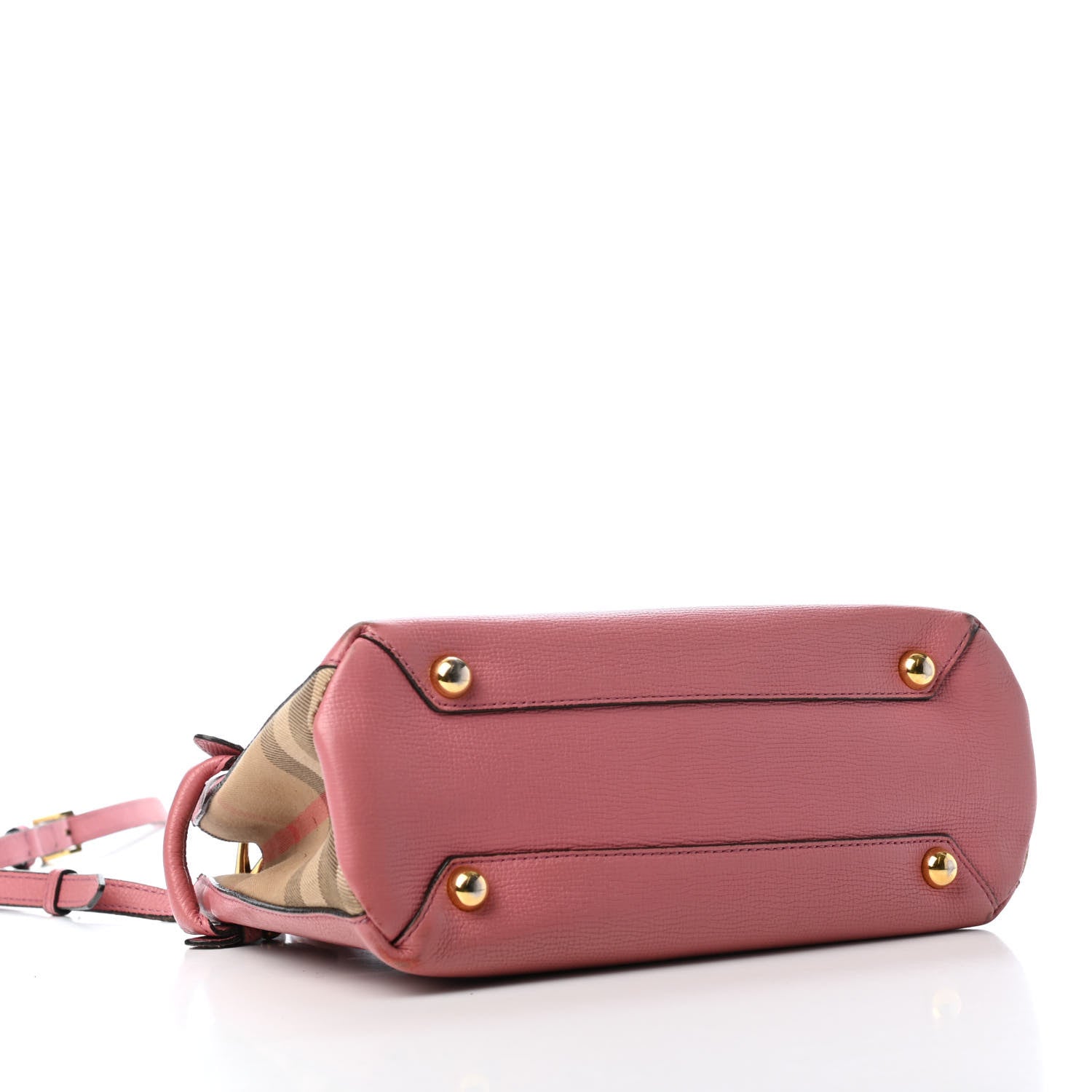 Burberry Grainy Calfskin House Check Small Banner Tote Mauve Pink 3 of 4