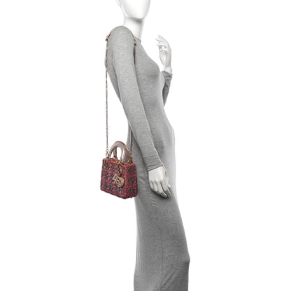 Christian Dior Metallic Calfskin Satin Celestial Bead Embroidery Cannage Mini Lady Dior Rose Des Vents 2 of 10