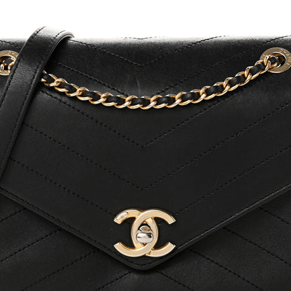 Chanel Calfskin Chevron Stitched Medium Coco Flap Bag Black 8 of 11