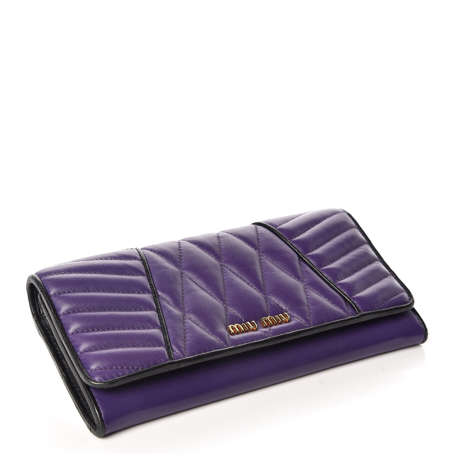 Miu Miu Nappa Matelasse Biker Flap Wallet Viola 4 of 10