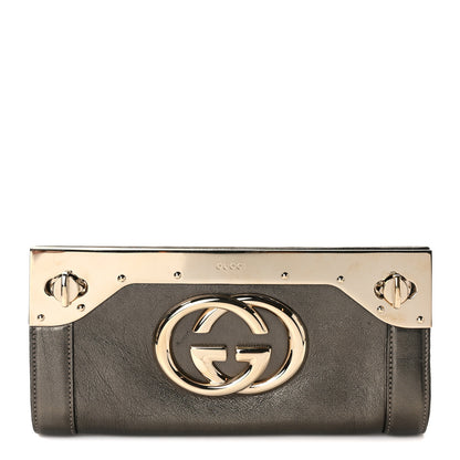 Gucci Calfskin Britt Clutch Pewter 1 of 7