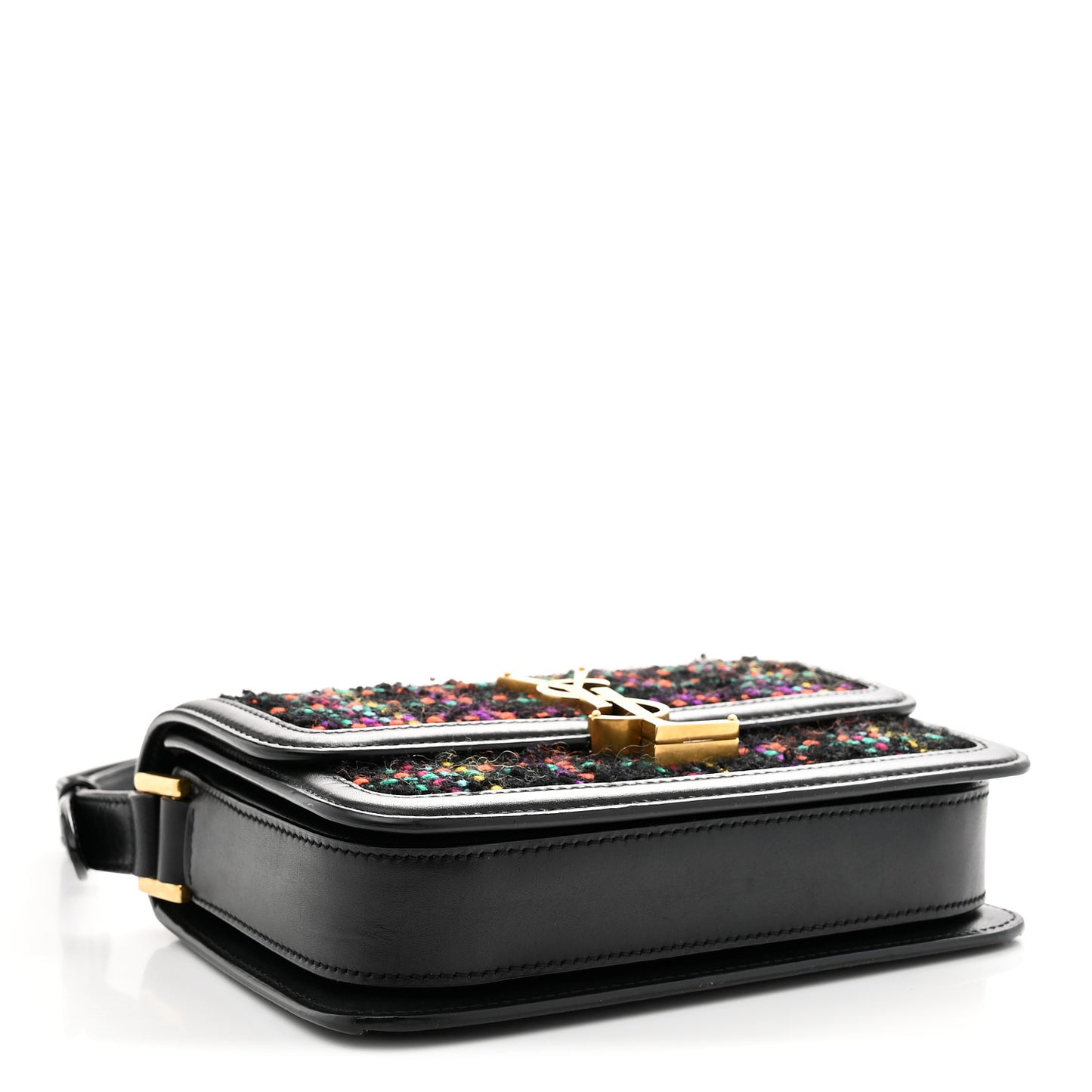 Tweed Calfskin Small Solferino Satchel Black Multicolor