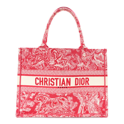 Christian Dior Canvas Embroidered Medium Dioriviera Toile De Jouy Book Tote Raspberry 1 of 12