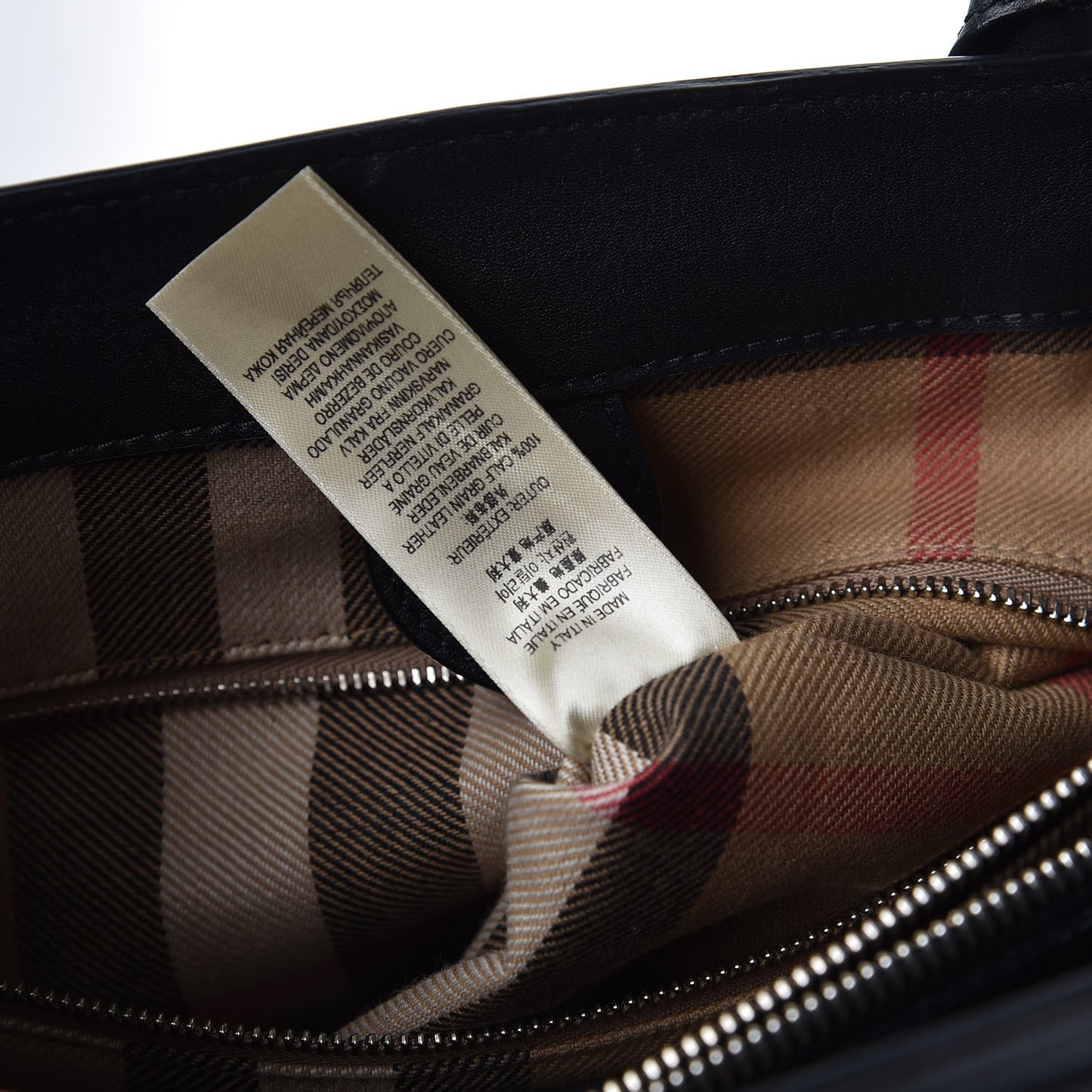 Smooth Calfskin Medium Chain Banner Tote Black