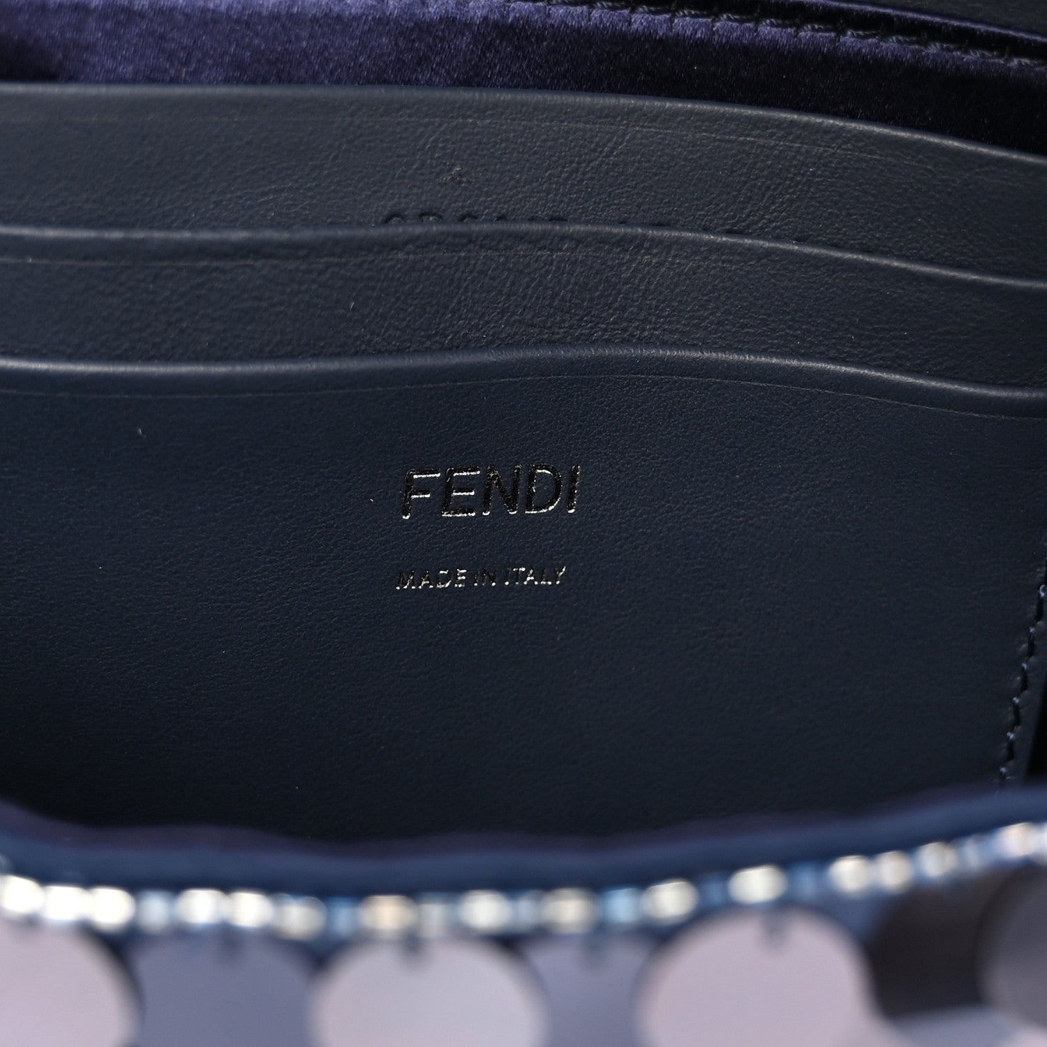 Fendi Sequin Paillettes Vitello Grace Striped Mini Baguette Dark Blue Lunai 6 of 10