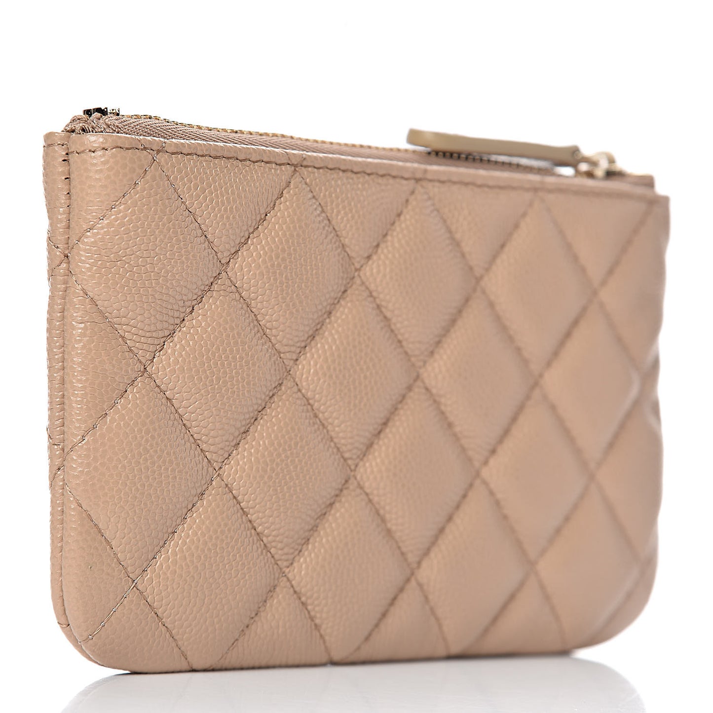 Caviar Quilted Small Cosmetic Case Beige