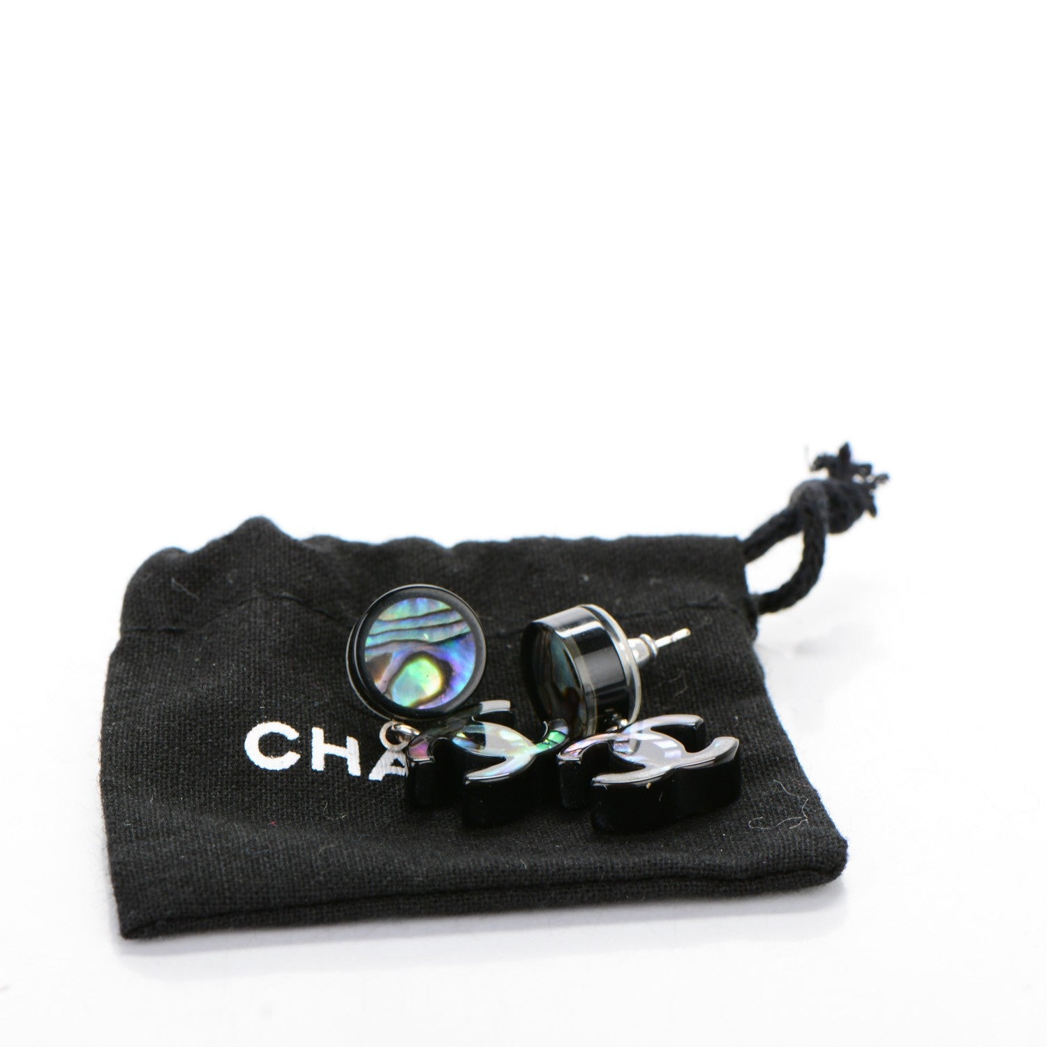Chanel Abalone Resin CC Dangle Earrings 5 of 5