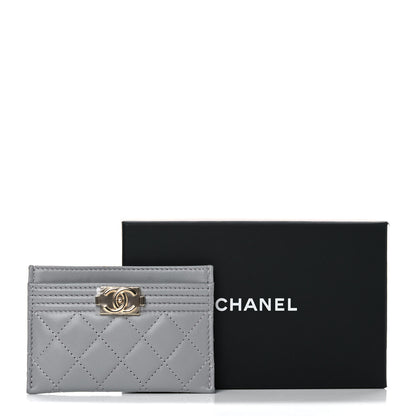 Chanel Lambskin Quilted Boy Card Holder Grey 12 of 12