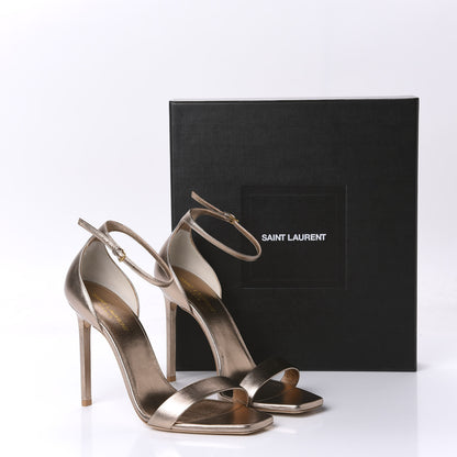Saint Laurent Metallic Calfskin Amber 105 Ankle Strap Sandals 40 Blush 10 of 10