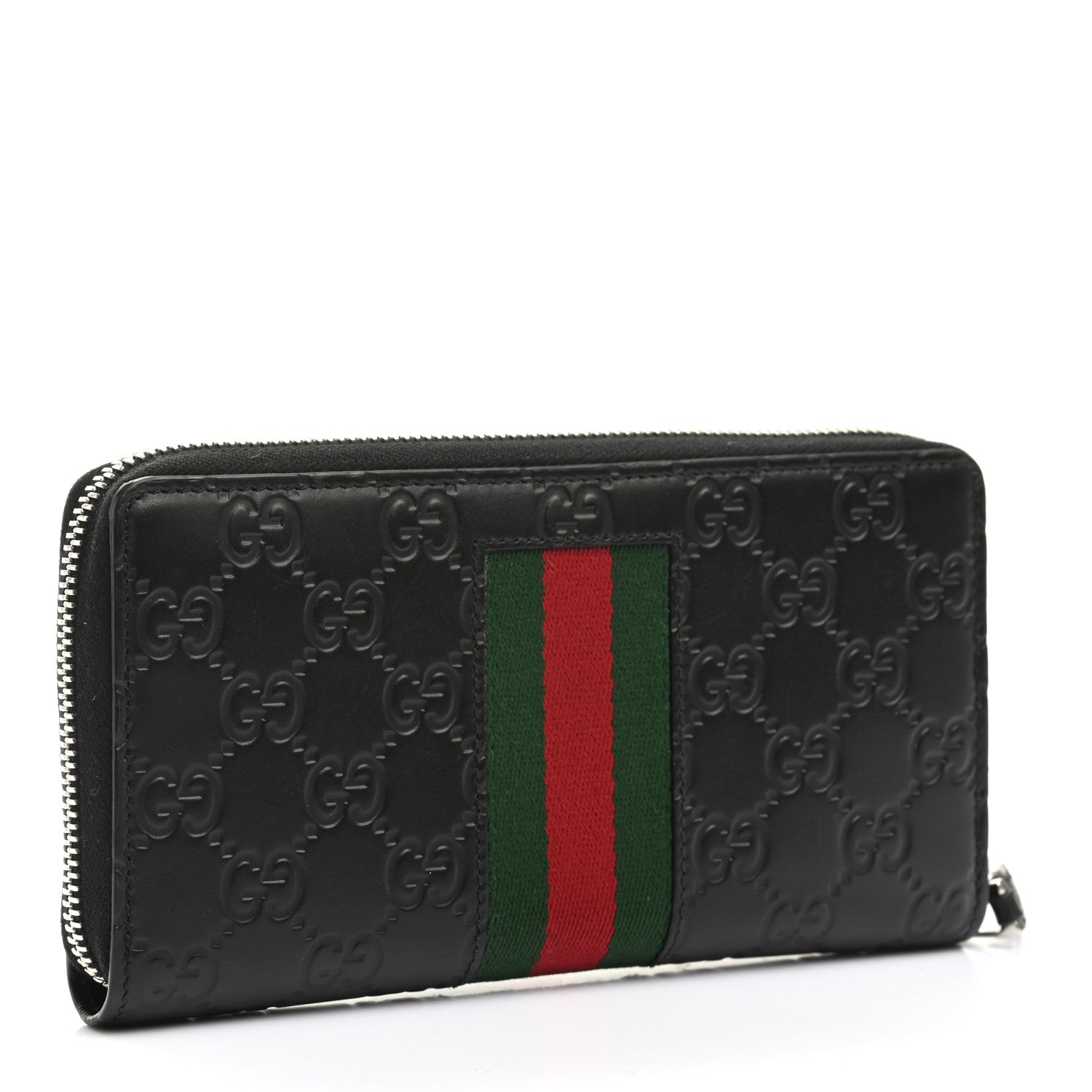 Gucci Guccissima Web Zip Around Wallet Black 3 of 8