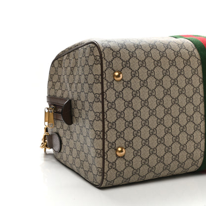 Gucci GG Supreme Monogram Textured Dollar Calfskin Web Medium Ophidia Carry-On Duffle Bag Beige Ebony New Acero 9 of 11