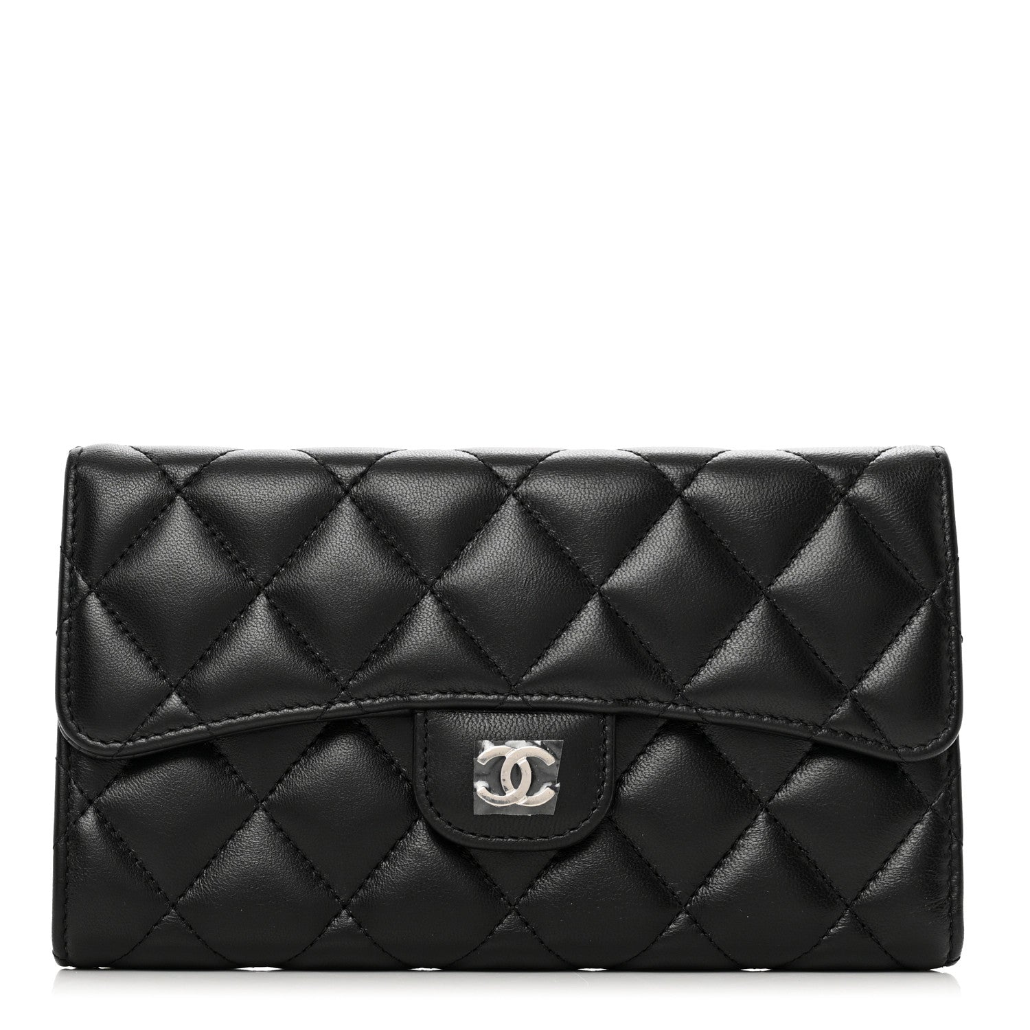 Chanel Lambskin Quilted Large Flap Wallet Black 1 of 8