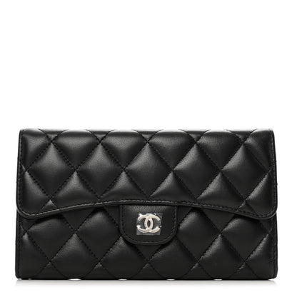 Chanel Lambskin Quilted Large Flap Wallet Black 1 of 8