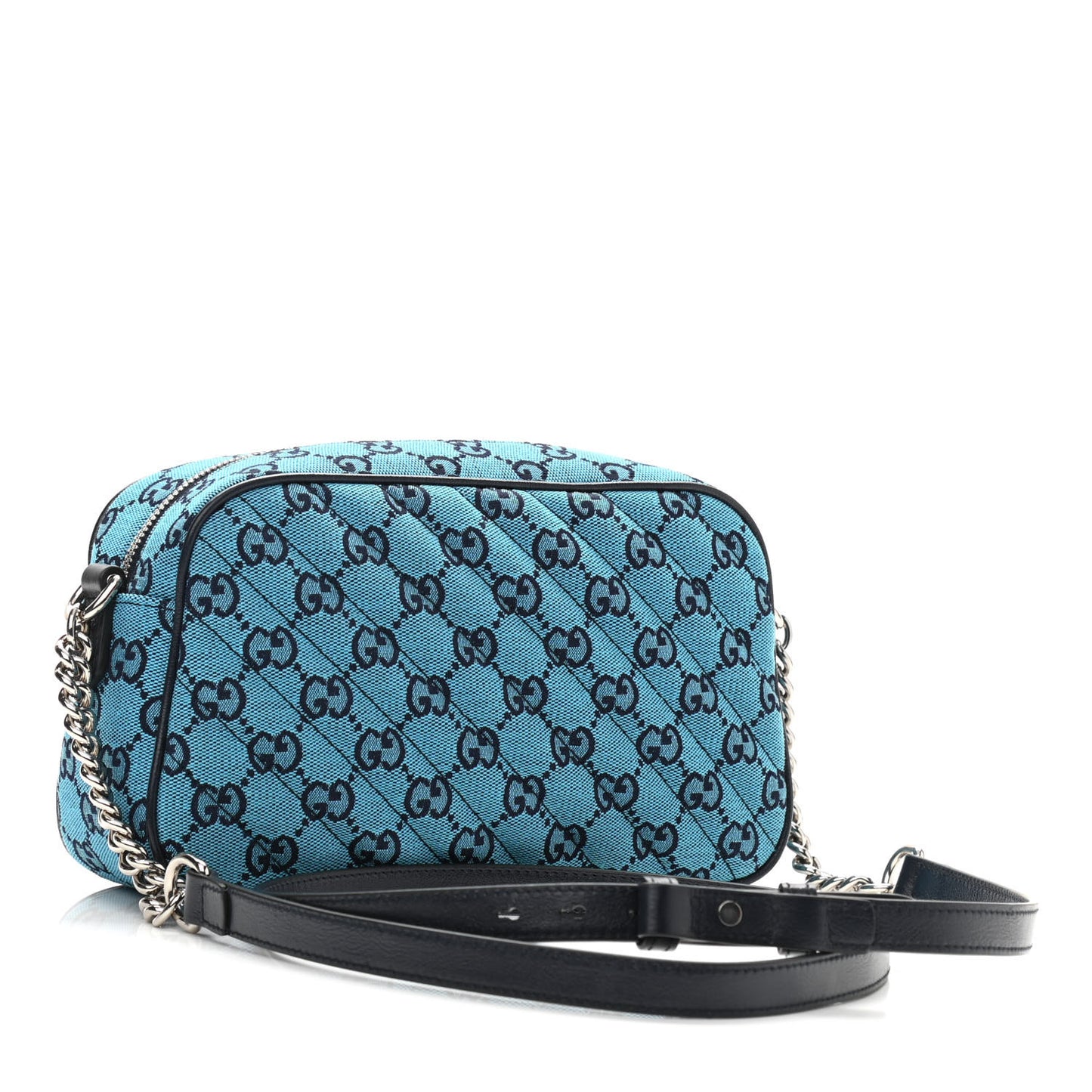 Monogram Multicolor Matelasse Diagonal Small GG Marmont Chain Shoulder Bag Light Blue