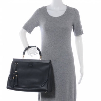 Gucci Leather Bold Bamboo Medium Top Handle Bag Black 2 of 8