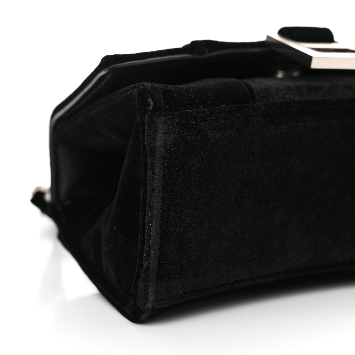 Velvet Jersey Hourglass Top Handle Bag XS Black