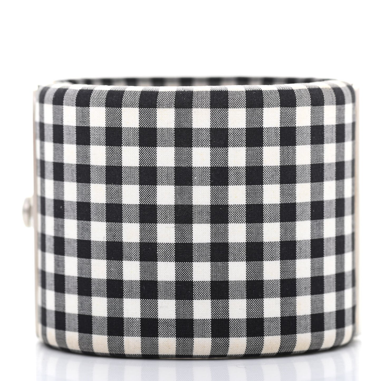 Fabric Metal Enamel Gingham CC Cuff Black White