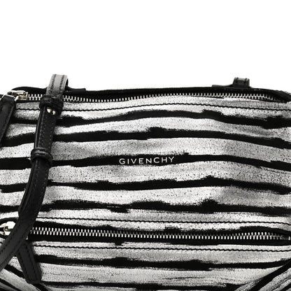Givenchy Metallic Calfskin Striped Mini Pandora Black Silver 8 of 11