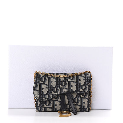 Christian Dior Oblique Nano Saddle Chain Pouch Blue 8 of 8