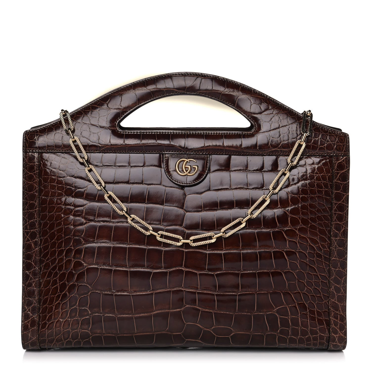 Gucci Alligator Medium Ophidia Top Handle Chain Brown 1 of 11