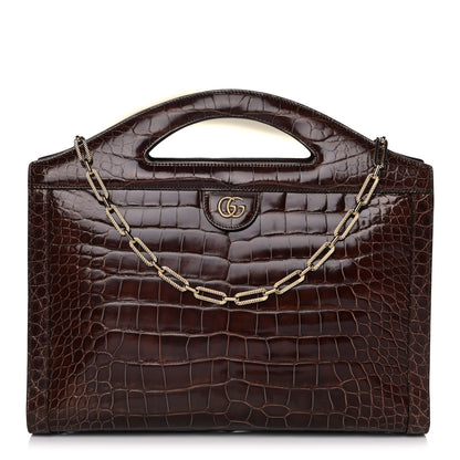 Gucci Alligator Medium Ophidia Top Handle Chain Brown 1 of 11