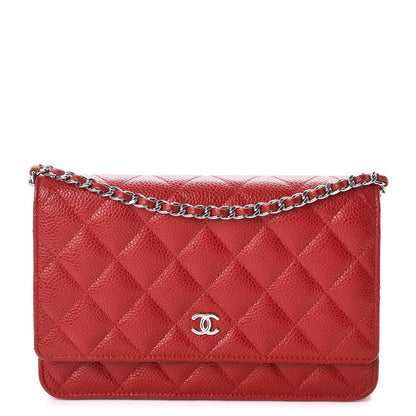 Chanel Caviar Quilted Wallet on Chain WOC Red 1 of 9