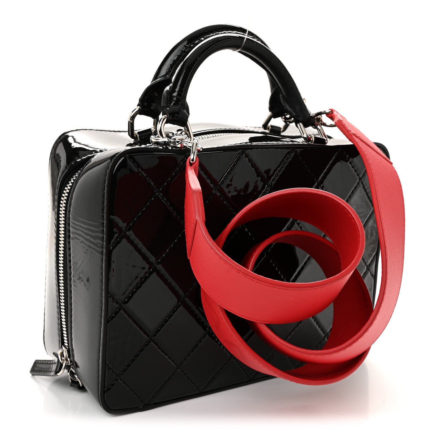 Chanel Patent Quilted Travel Kit Vanity Case Black 3 of 12