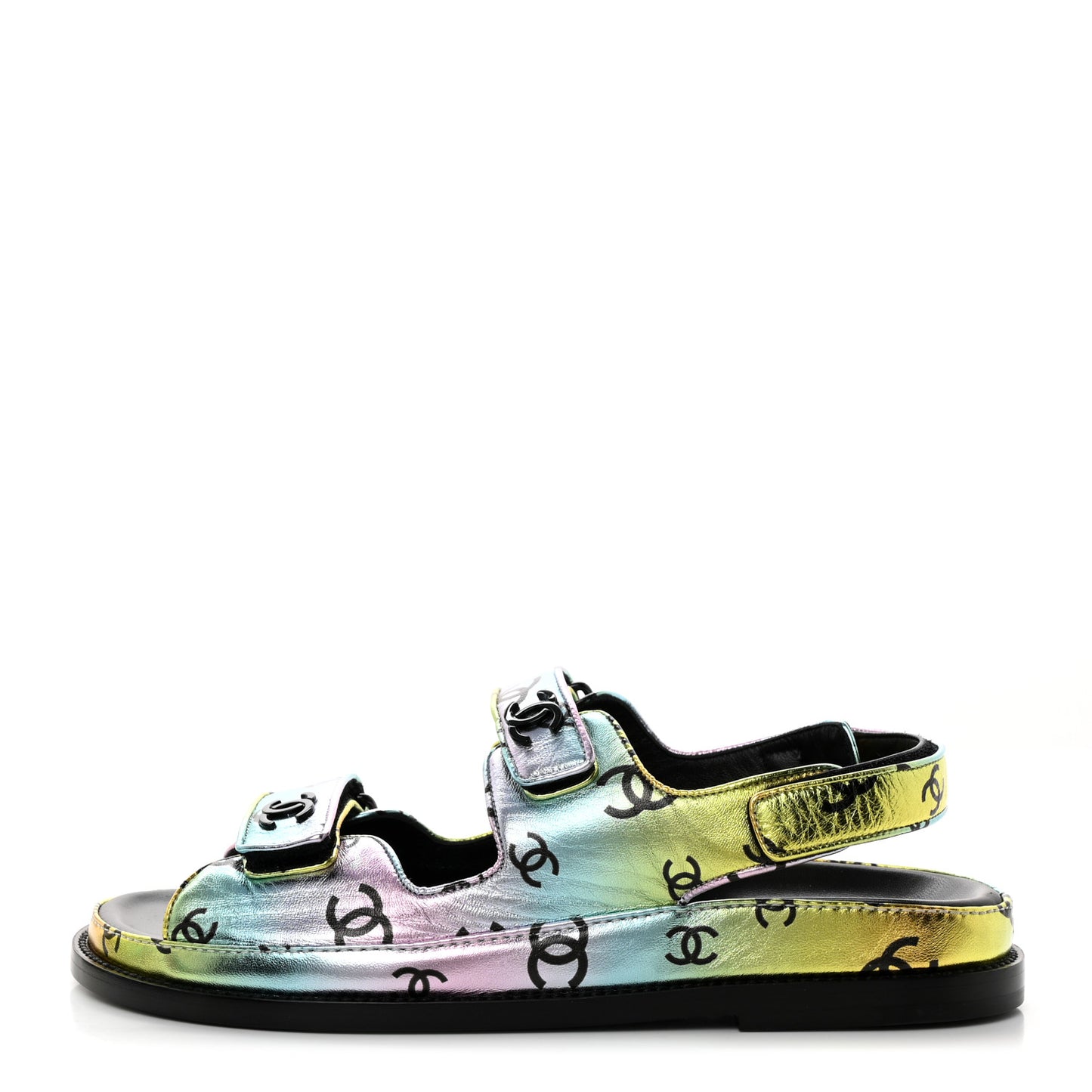 Laminated Lambskin Printed CC Dad Sandals 40 Multicolor