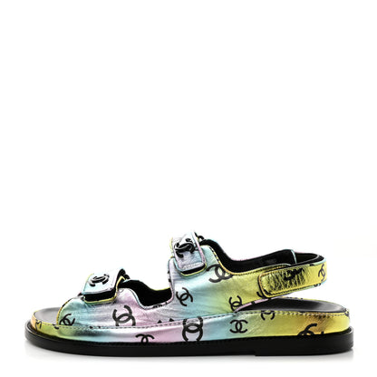 Chanel Laminated Lambskin Printed CC Dad Sandals 40 Multicolor 1 of 9