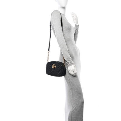 Gucci Calfskin Matelasse Small GG Marmont Chain Shoulder Bag Black 2 of 10