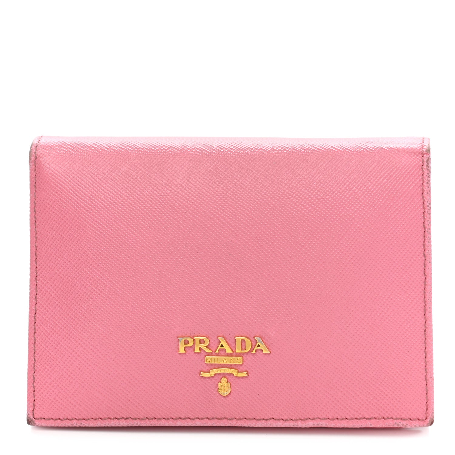 Prada Saffiano Metal Compact Snap Bi-Fold Wallet Petalo 1 of 15