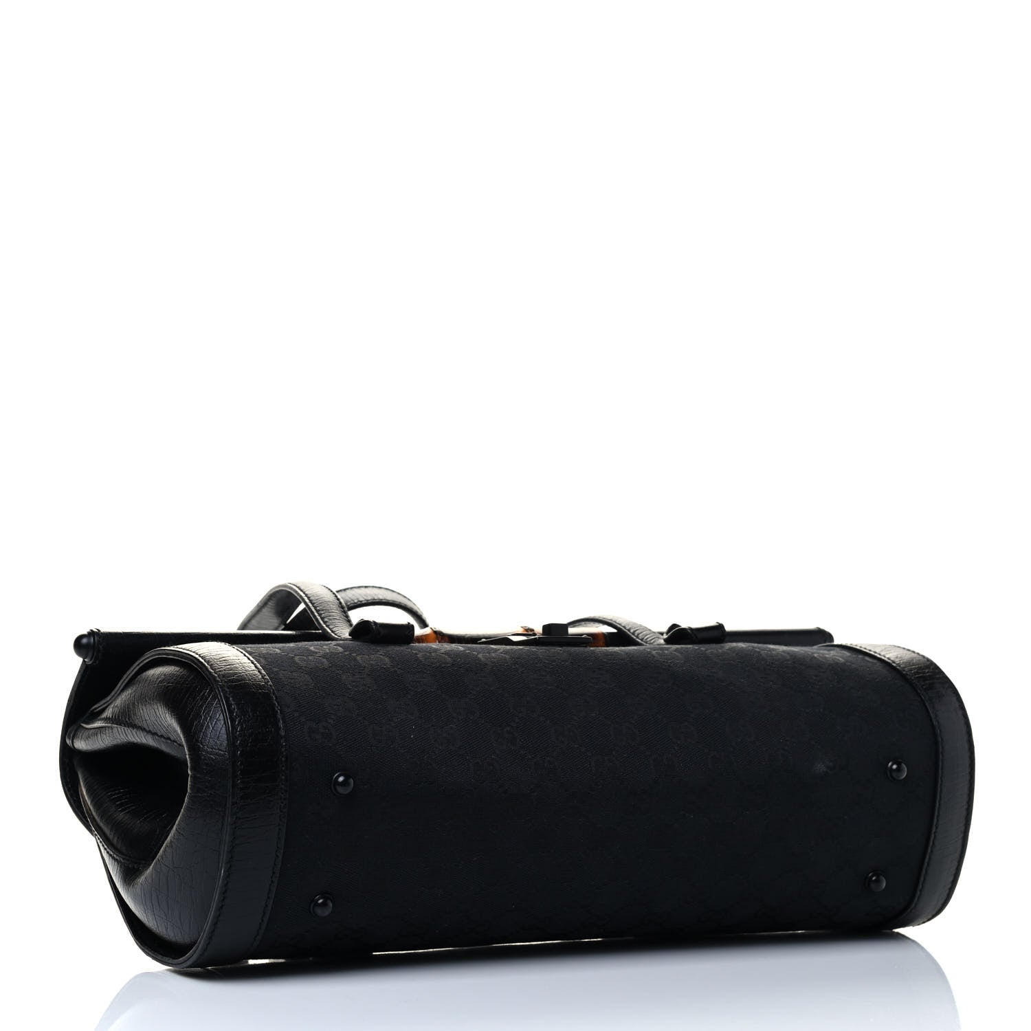Gucci Monogram Bamboo Bullet Satchel Black 3 of 4