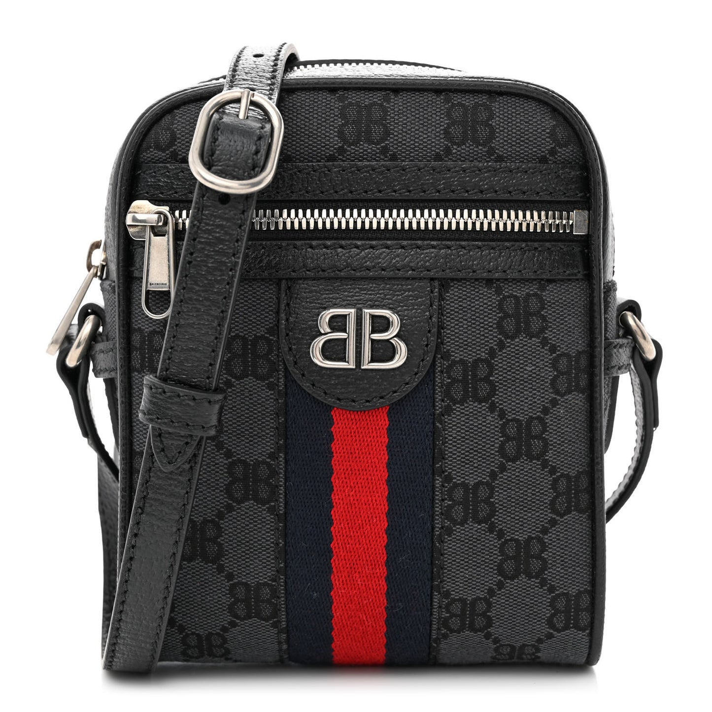 X Balenciaga BB Monogram Web Mini Ophidia Messenger Black