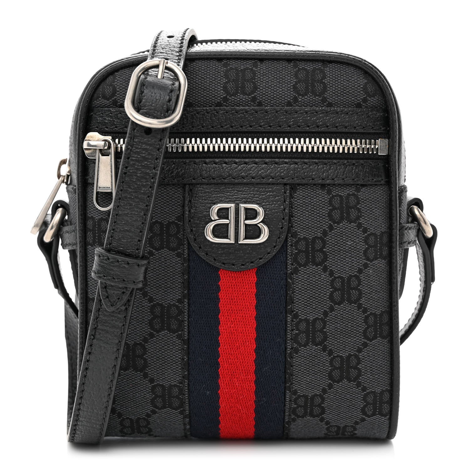 Gucci X Balenciaga BB Monogram Web Mini Ophidia Messenger Black 1 of 10
