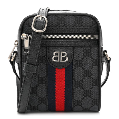 Gucci X Balenciaga BB Monogram Web Mini Ophidia Messenger Black 1 of 10