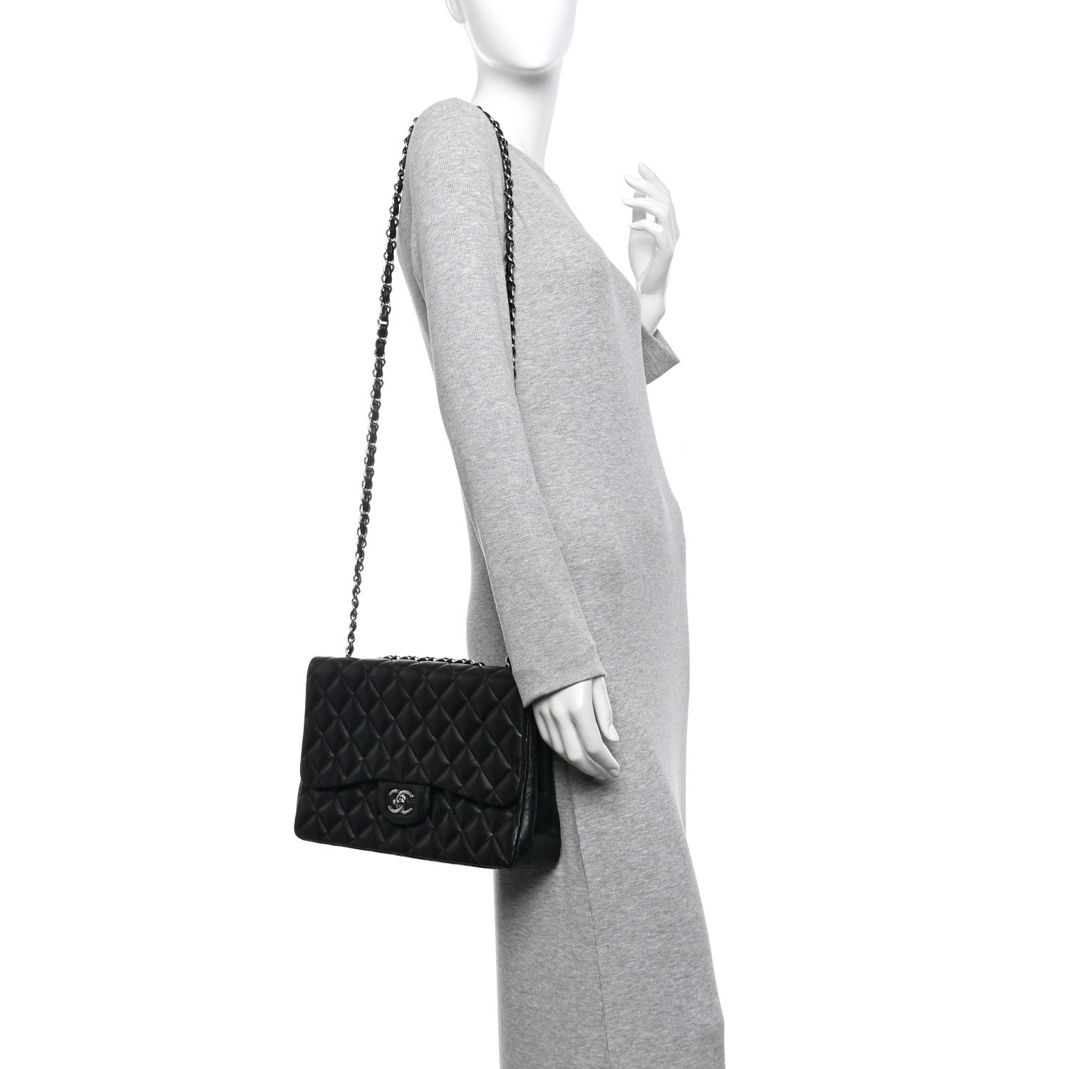 Chanel Lambskin Quilted Jumbo Single Flap Black 2 of 10