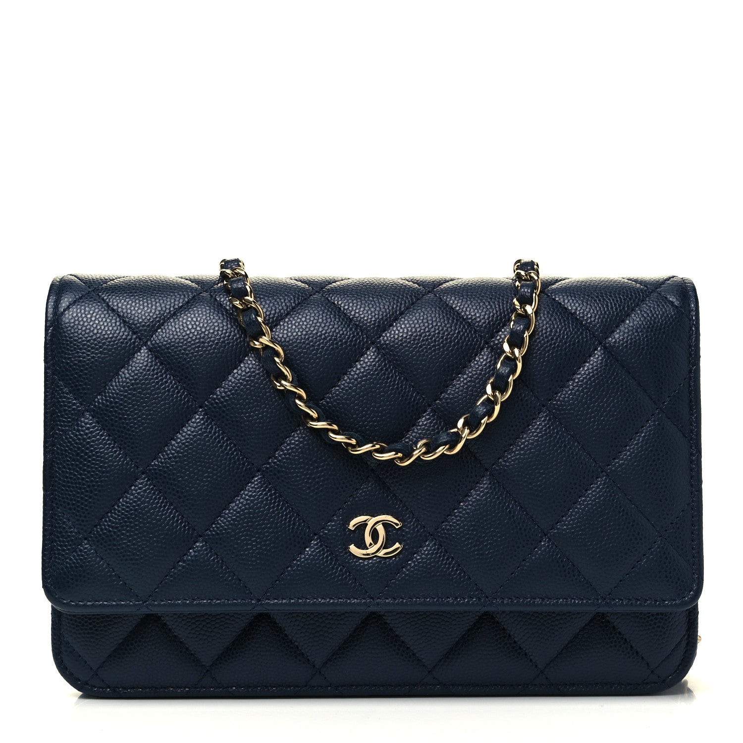 Chanel Caviar Quilted Wallet On Chain WOC Navy Blue 1 of 8