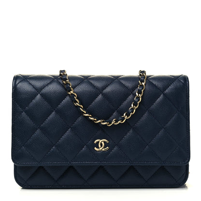 Chanel Caviar Quilted Wallet On Chain WOC Navy Blue 1 of 8