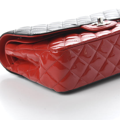Chanel Patent Calfskin Quilted Bi-Color Medium Double Flap Black Red 6 of 12