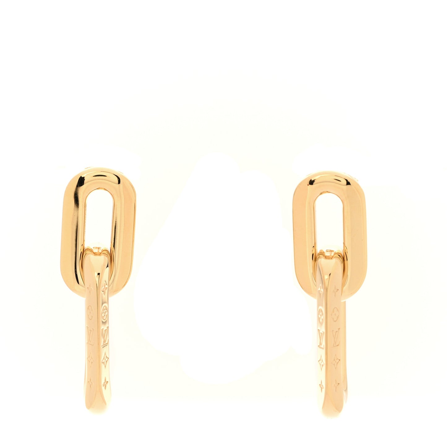 Metal LV Edge Double Hoop Earrings Gold