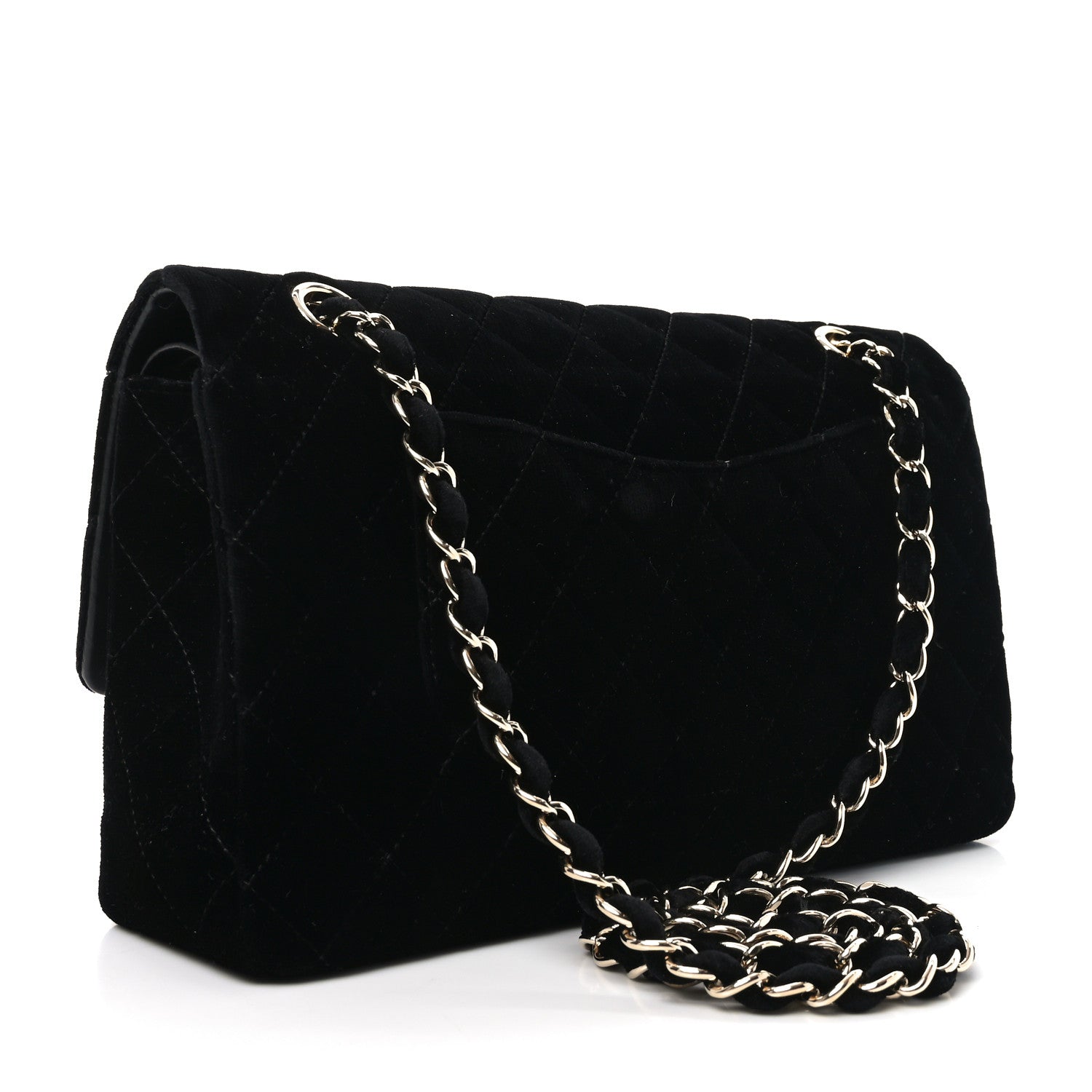 Chanel Velvet Quilted Medium Double Flap Black 3 of 9